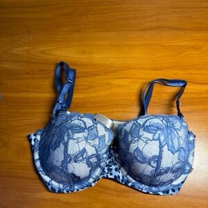 Victorias Secret Blue Lace Balconet Bra Pearl Detail 34D